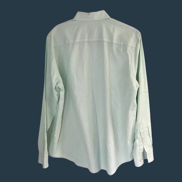 Van Heusen Slim Fit Fresh Defense Wrinkle-Free Dress Shirt 17 34/35 Light Green - Picture 2 of 5